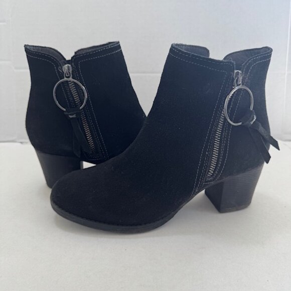 Skechers Women's Taxi Single Lady Boot Size 8.5 Black leather Block Heel Shoe - Picture 2 of 10